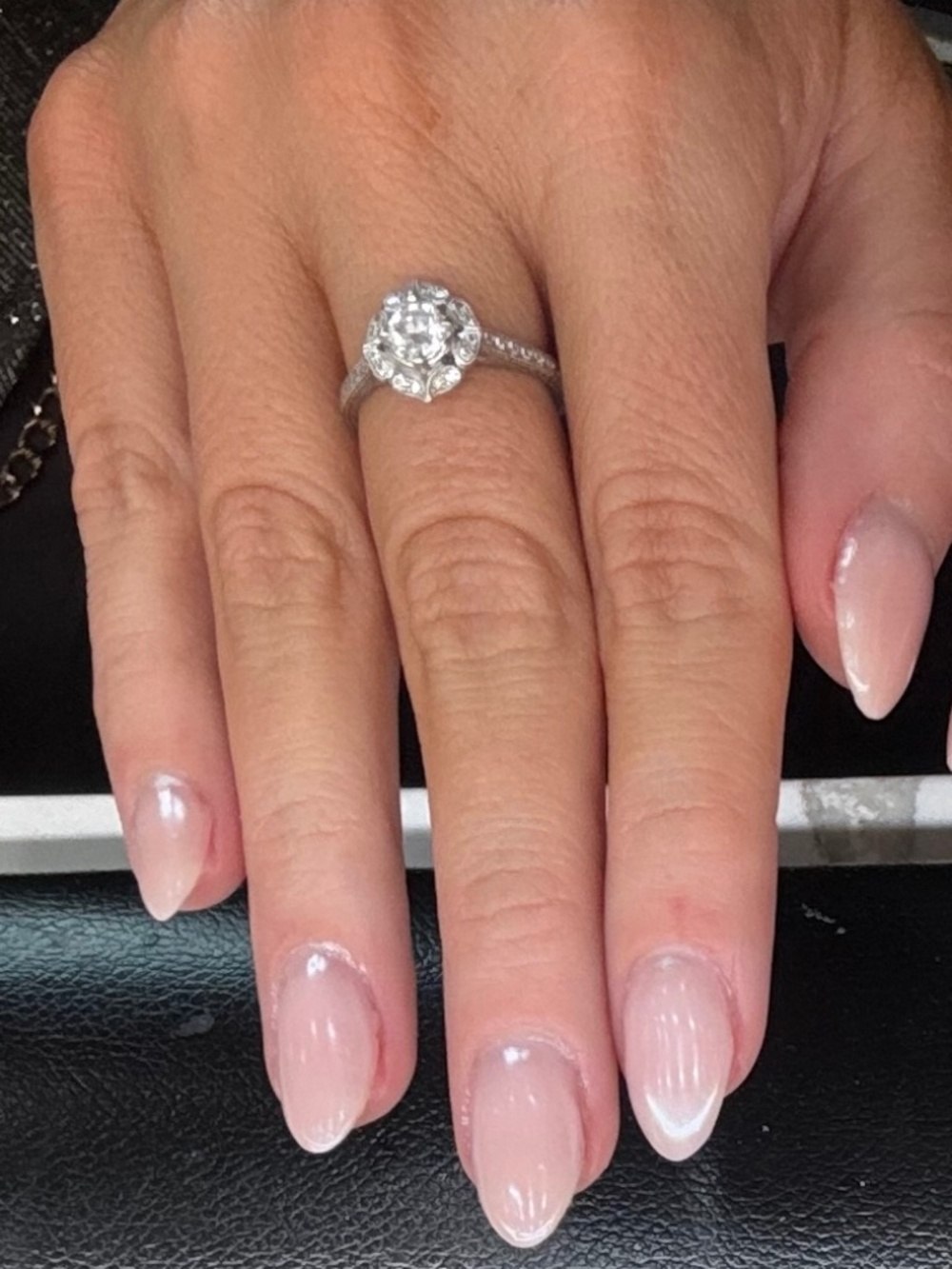 14k White Gold Art Deco Diamond Engagement Ring